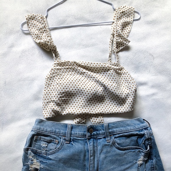 NWOT F21 Polka Dot Tie-Back Crop Top - Picture 1 of 5